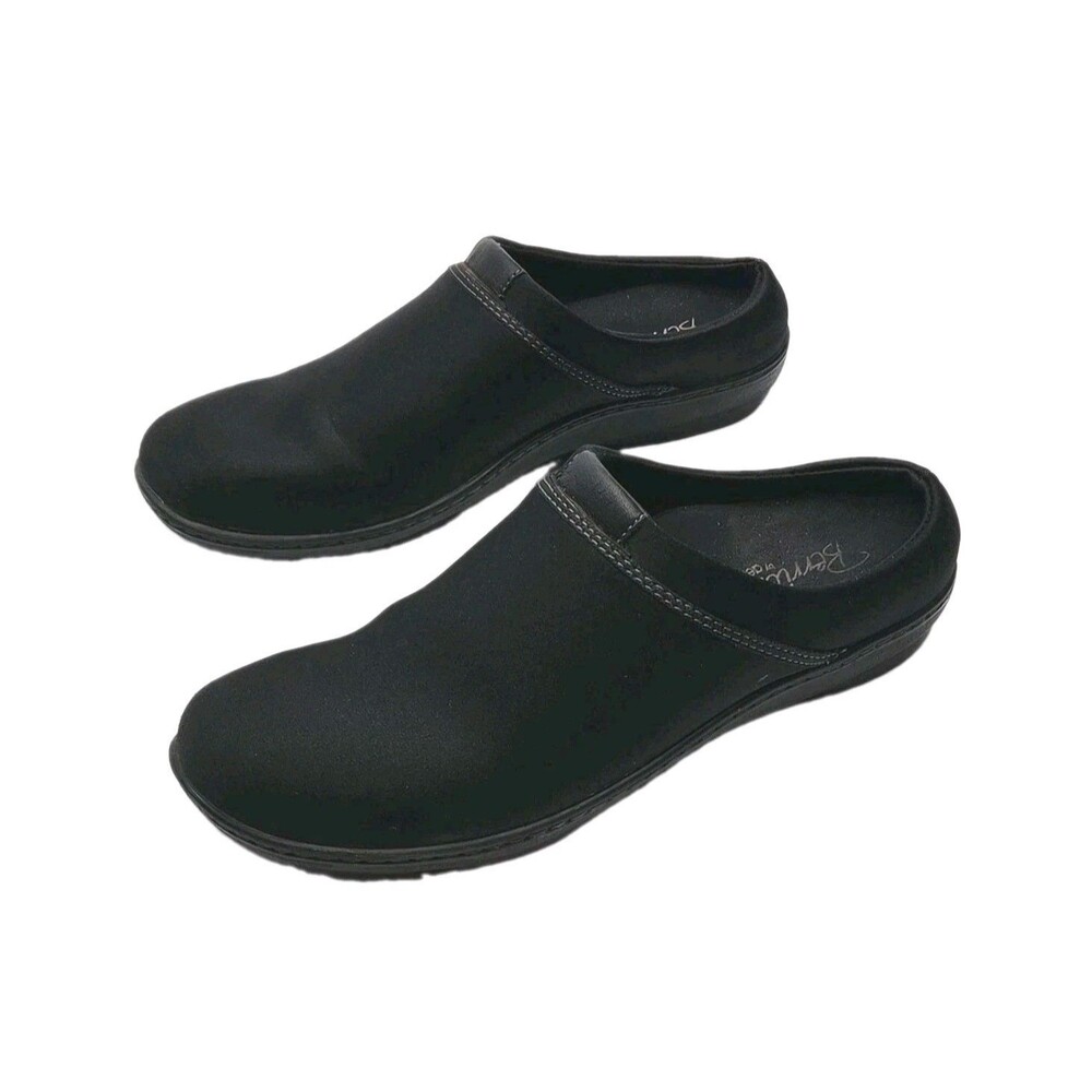 Aetrex Berries Shoe Clog Mule Women Sz 10 Black Fabric Slip-On Comfort